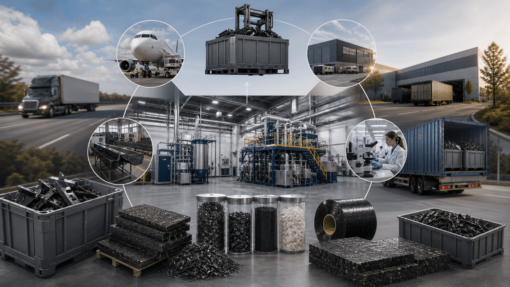 Regional aerospace composite collection and recovery network visual