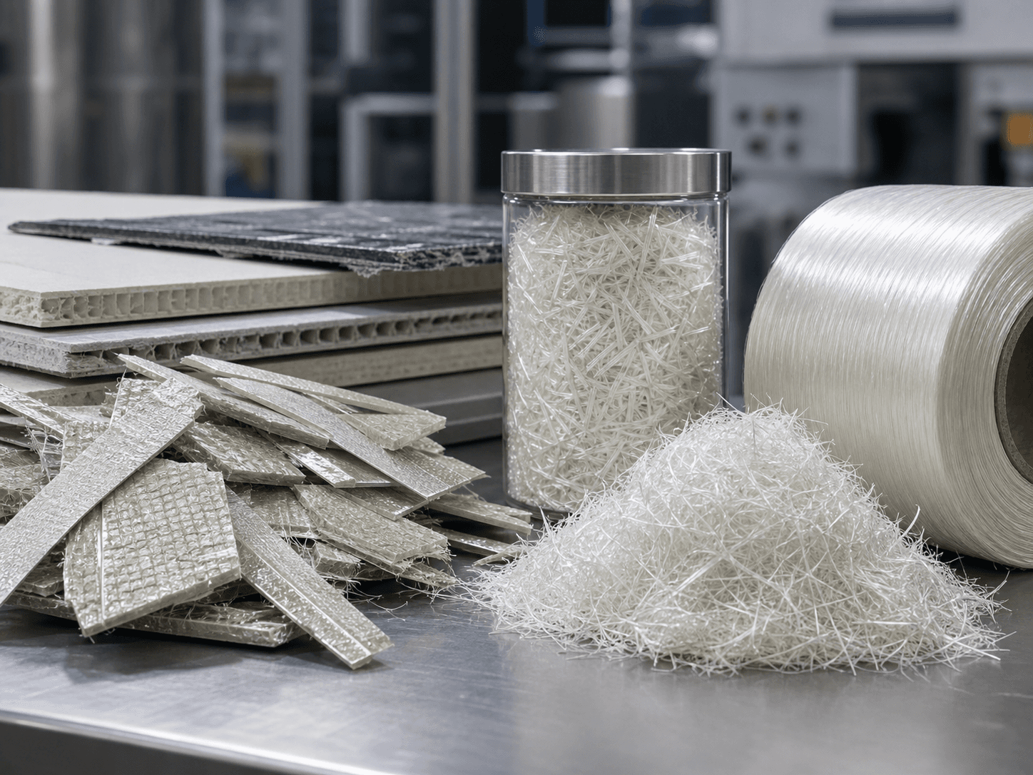 Recovered glass fibre material for circular industrial applications